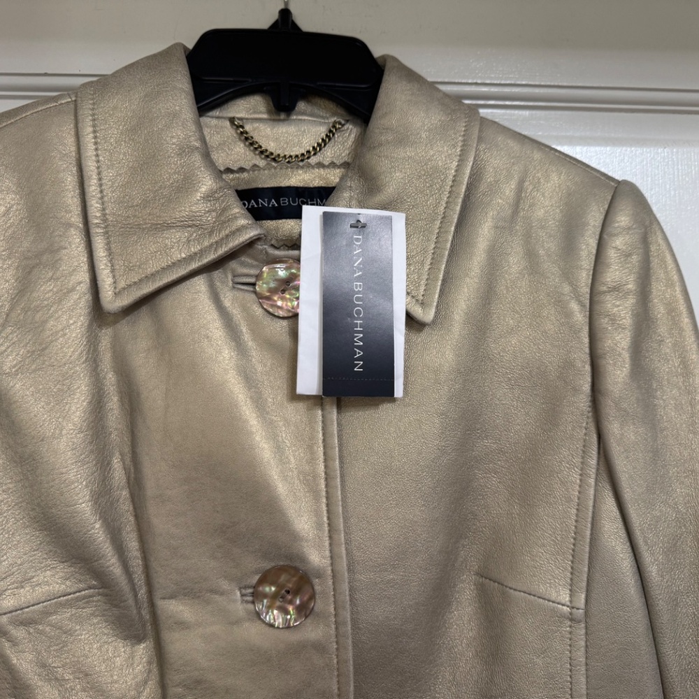 SALE New with Tags Dana Buchman Distressed Gold Leather sz S - Picture 5 of 6